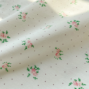 磨毛家居布艺装饰手作diy全棉面料布料粉色白底小碎花桌布睡衣布