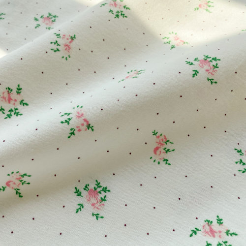 磨毛家居布艺装饰手作diy全棉面料布料粉色白底小碎花桌布睡衣布