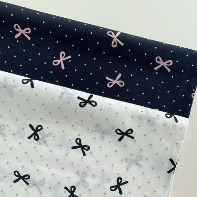 纯棉60支黑白点点蝴蝶结手工DIY面料童装发圈宠物衣服娃衣面料布