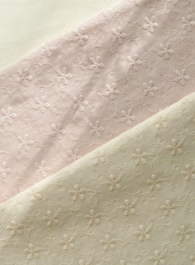 40支梭织纯棉薄棉布刺绣小花朵衬衣发圈连衣裙布艺手作diy面料