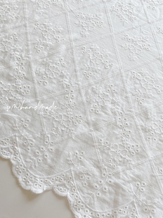 somihandmade白色立体刺绣两边立体绣花花边菱格连衣裙围裙面料