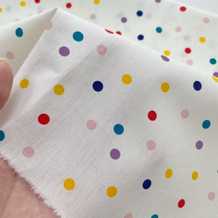 somihandmade彩色小圆点纯棉40支睡衣防蚊裤手作娃衣手工面料diy