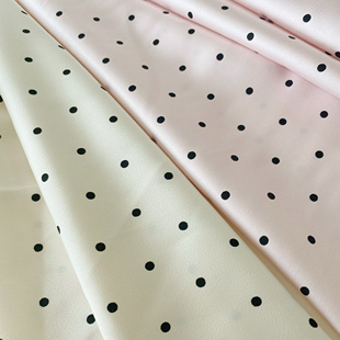 经典复古波点光泽感缎面涤纶粉色杏色黑点圆点0.5cm波点