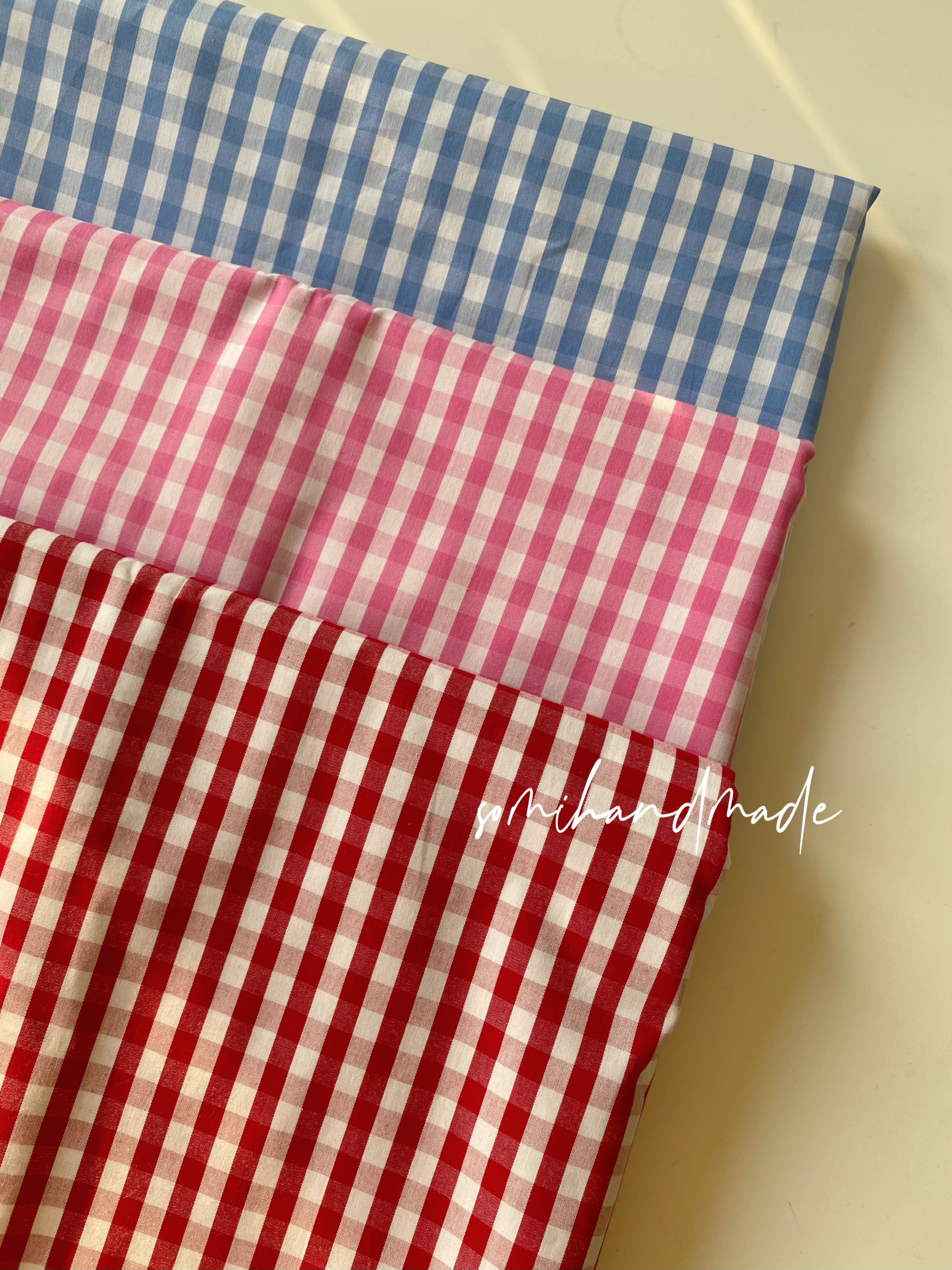 somihandmade50支纯棉格子布彩色小方格朝阳格布料手作diy