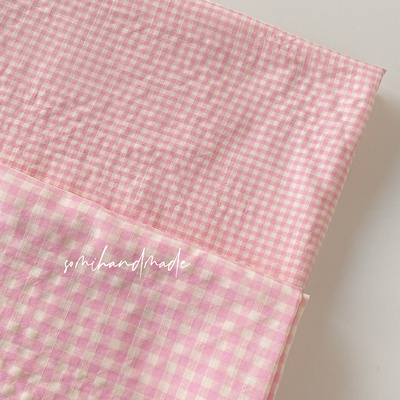 somihandmade马卡龙色系50支格子布衬衣睡衣家居服涤棉面料