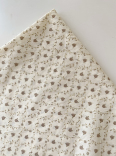 淡黄色复古咖色玫瑰格子纯棉面料diy娃衣发圈衬衣手工布