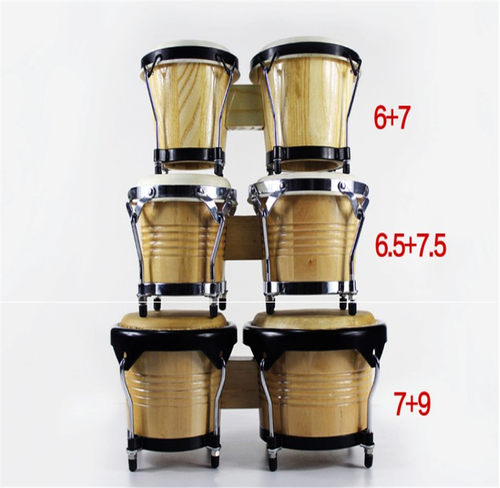 邦戈鼓奥尔夫打击乐器康佳鼓早教音乐教具非洲鼓Bongo牛皮鼓6+7寸