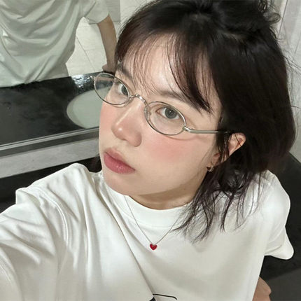 小众椭圆金丝小脸书呆子眼镜女可配近视度数散光日系高级感眼镜框