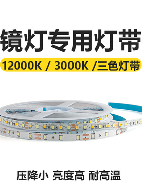 12v智能触摸理发镜子灯专用高亮冷白光灯带三色可变光双色温灯条