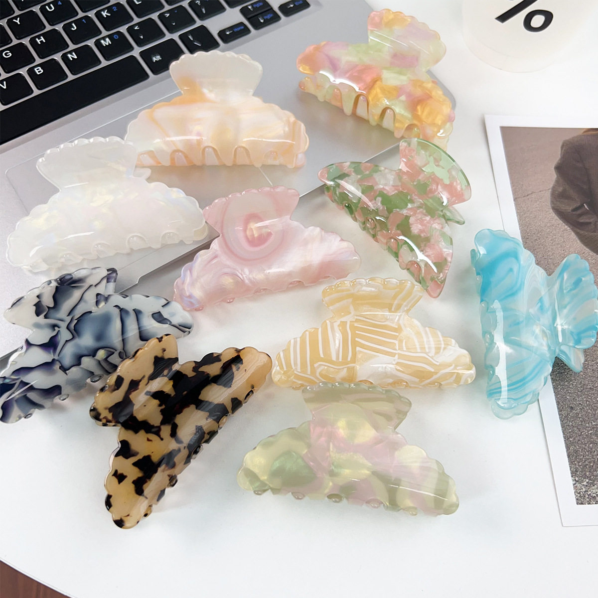 柏菲雅仿醋酸抓夹韩国东大门抓夹高级感碎花盘发鲨鱼夹后脑勺发夹,饰品/流行首饰/时尚饰品新,民族风发饰,淘宝优惠券,粉丝福利购,淘宝优惠卷