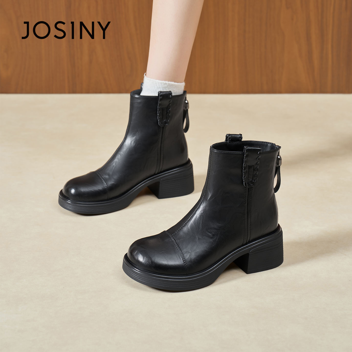 卓诗尼25冬季新款马丁靴中筒靴