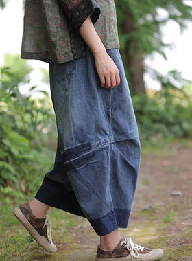 MMBL慢慢变蓝荼原创设计复古水洗牛仔裤35985四季款