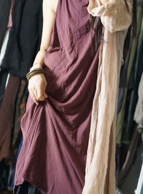 MMBL慢慢变蓝荼文艺百搭纯色做旧叠穿棉质长吊带多色特价