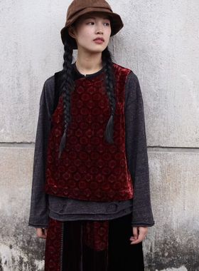 MMBL慢慢变蓝荼丝绒桑蚕丝马甲332130 衣长55胸围120