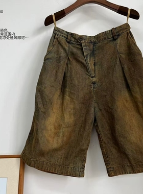 MMBL慢慢变蓝荼复古做旧泥染休闲短裤351010长度57