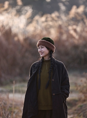 MMBL文艺做旧设计师款宽松复古亚麻文艺长外套风衣