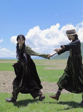 MMBL慢慢变蓝荼文艺桑蚕丝连衣裙35065-1