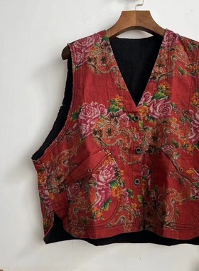 MMBL文艺复古秋新两面穿马甲35669慢慢变蓝荼