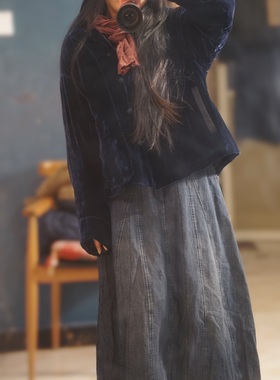 MMBL慢慢变蓝荼蚕丝棉衣35721金丝绒棉服