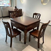 美式 全实木餐桌家用圆形可伸缩折叠方桌变大圆桌多功能两用饭桌