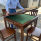 实木麻将桌手动餐桌两用手搓打牌中式 桌子象棋扑克桌棋牌桌椅组合