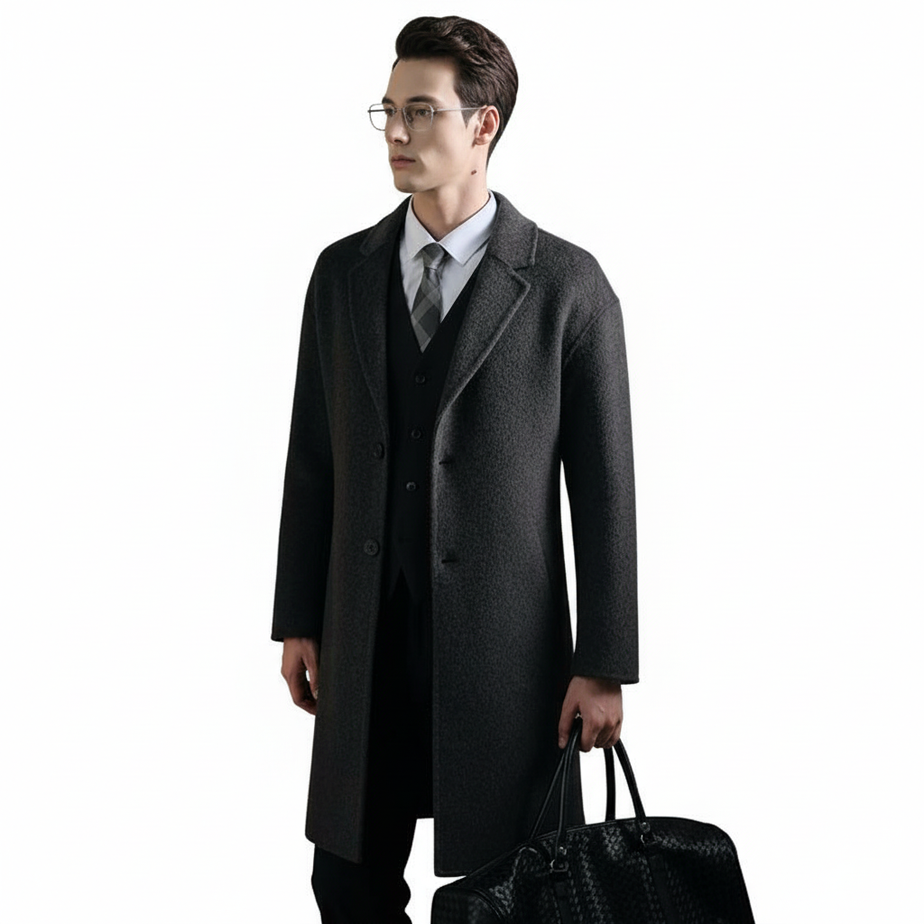 男士纯羊毛加厚双面呢大衣