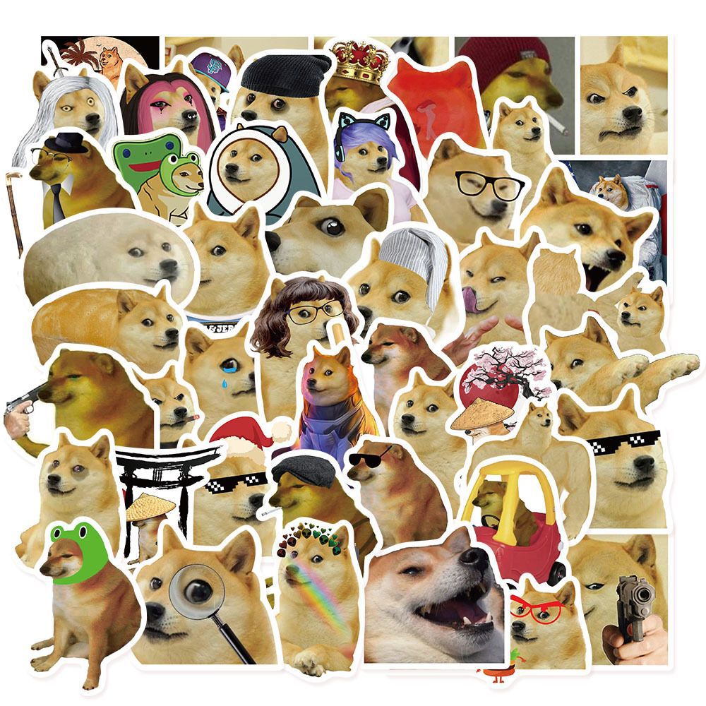 50张Buff Doge网红狗表情包贴纸装饰电脑手机水杯手账柴犬diy贴画