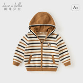 宝宝连帽开衫 春装 毛衣 男童纯棉外套儿童条纹针织衫 戴维贝拉童装