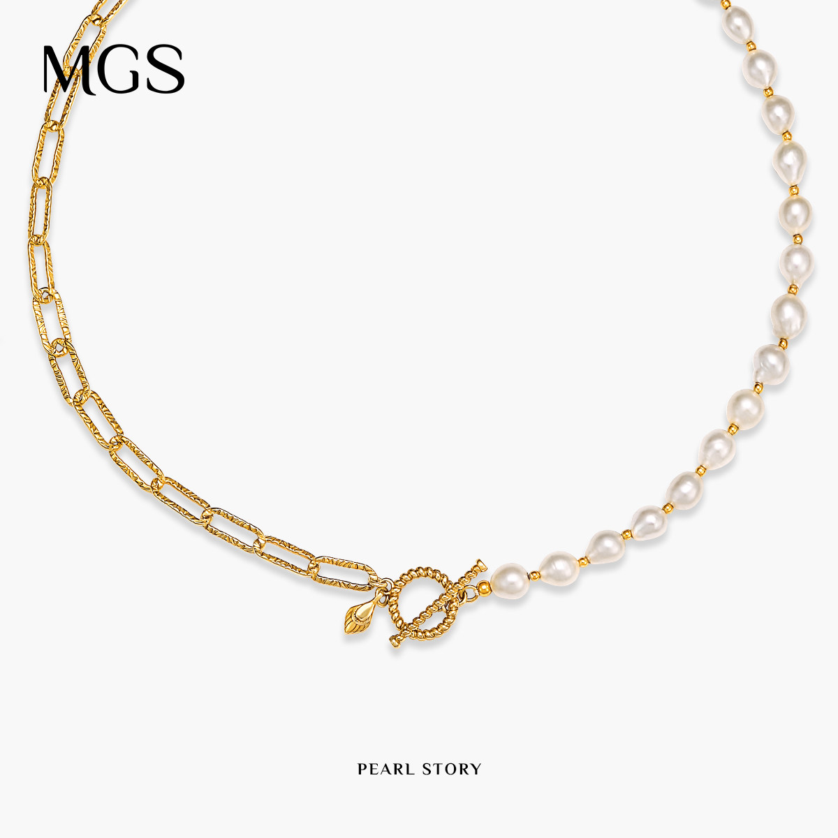 MGS/曼古银珍珠物语925银巴洛克珍珠项链链设计精致大气锁骨链
