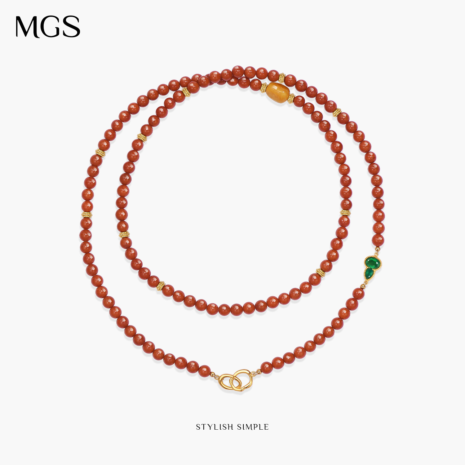 MGS/曼古银宝葫芦系列南红玛瑙项链古典风原创设计蜜蜡女士毛衣链