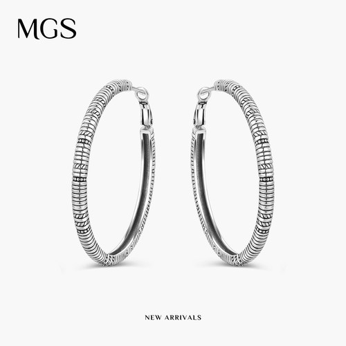 MGS法式轻奢女S925素银圈圈耳环