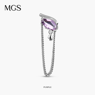曼古銀微薰系列2025年新品 MGS 紫水晶耳夾無耳洞女冷淡風(fēng)高級感潮