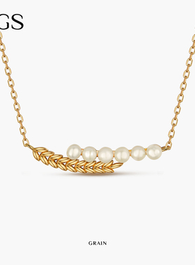 MGS麦穗925银镀18K金珍珠项链高级感精致锁骨送女生38节生日礼物