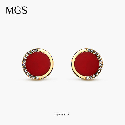 MGS/曼古银钱进925银红玛瑙耳环
