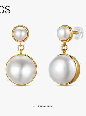 MGS/曼古银晨露925纯银珍珠耳环中式复古耳坠女轻奢时尚气质耳饰