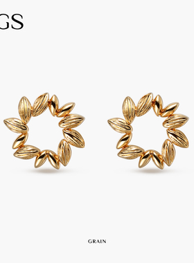 MGS麦穗纯银镀金高级耳环小众轻奢时尚耳饰生日礼物独特漂亮耳钉