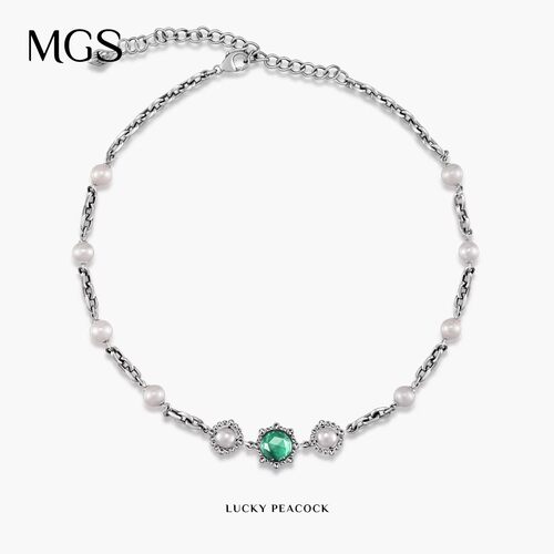 MGS曼古银S925孔雀石女项链