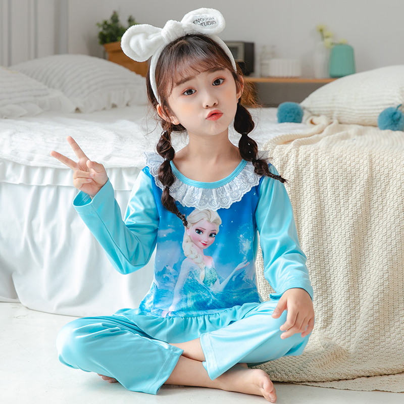 儿童睡衣女孩春秋薄款长袖女童宝宝小孩卡通公主家居服套装苏菲亚
