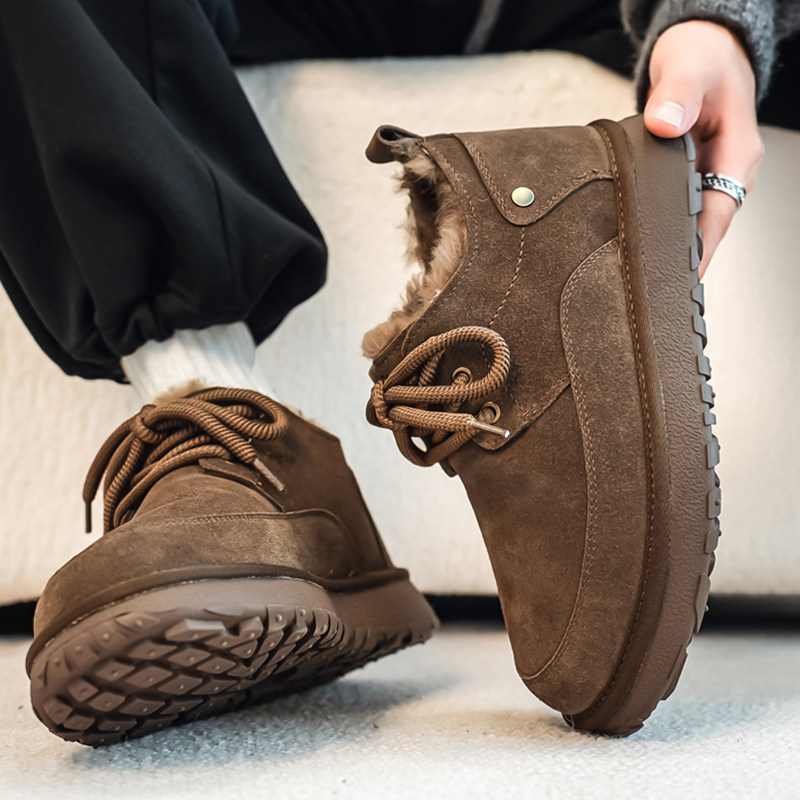 男士冬鞋雪地靴2025新款情侣百搭东北加厚加绒男鞋厚底英伦风棉鞋