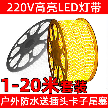 LED灯带3014高亮家用商用220V108珠高压客厅卧室吊顶柔性软灯条