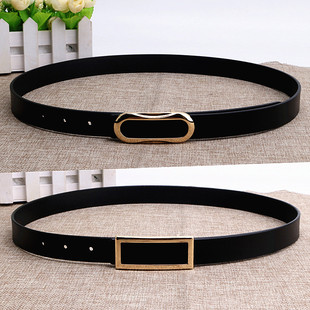 裤 饰休闲细款 带OL通勤女士腰带潮 皮带女简约百搭韩国真牛皮装 韩版