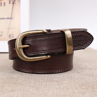 百搭真皮针扣手工复古头层牛皮时尚小众风牛仔裤百搭腰带女