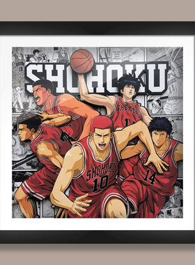灌篮高手玄关酒柜周边湘北五虎办公室动漫挂墙画摆件立体画装饰画