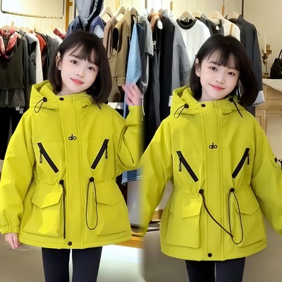女童秋冬加厚时尚洋气冲锋衣外套