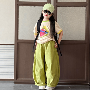 女童夏装套装中大童时尚水果短袖牛油果阔腿裤儿童休闲韩系两件套