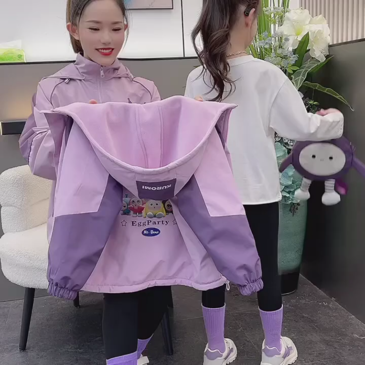 卡通蛋仔图案加绒加厚初冬AB双面