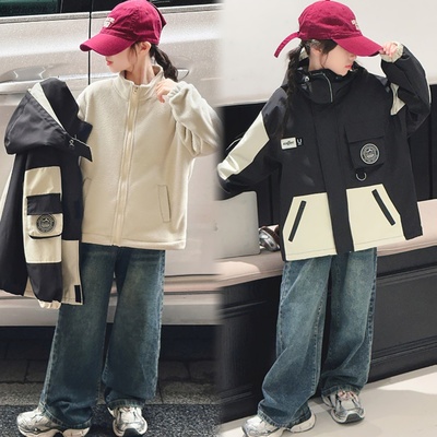 女童秋装连帽时尚洋气冲锋衣外套