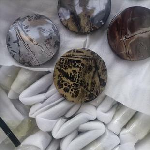 天然奇石国画石茶杯垫直径10厘米厚度0.7厘米两面成图两面成景