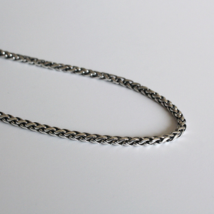 做旧百搭s925纯银编织龙骨链 中性复古潮流肖邦链 项链男女情侣款