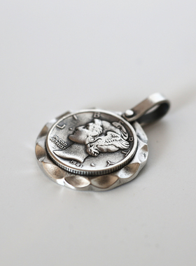 小飞侠墨丘利银币纯银饼吊坠复古